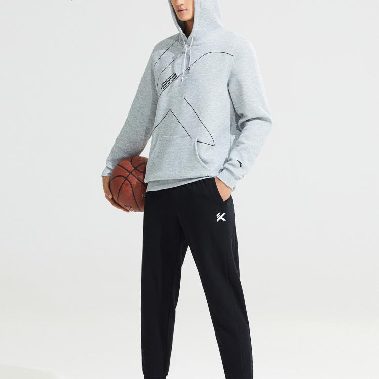 Anta Basketball Series Letter Stripe Hooded Pullover Sweatshirt Men Tops Grey 152311767-3