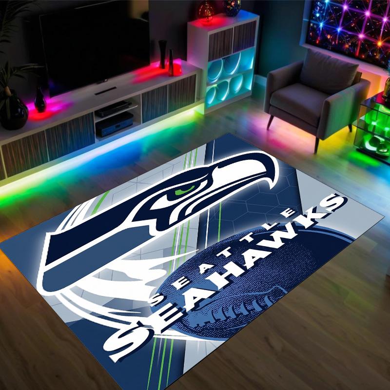 Seattle Seahawks Design Crystal Velvet Carpet Cozy Non?Slip Printed Rug For Bedroom Living Room Entrance