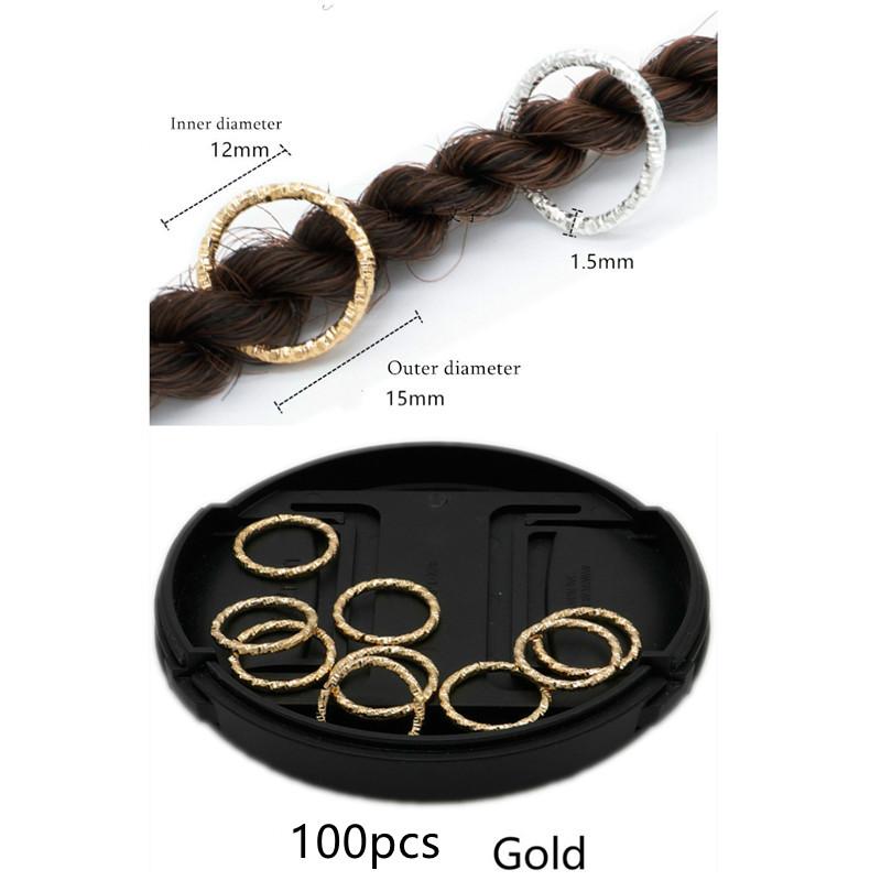 100/200 шт. серебряное золотое кольцо для волос для дредов, плетеные аксессуары для волос в стиле регги, аксессуары для волос в стиле хип-хоп, металлическая регулируемая пружина