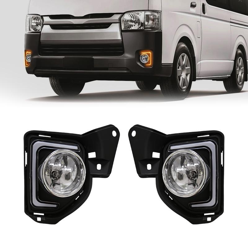 Светодиодные DRL дневные ходовые огни, противотуманные фары в сборе для TOYOTA HIACE COMMUTER 2014 2015 2016, провода дневного света, переключатель сигнала поворота