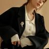 Броши-булавки Баухиния Кристаллы Имитация Жемчуга Цветок Брошь Женские Свадебные Вечеринки Аксессуары Модные Украшения Подарки