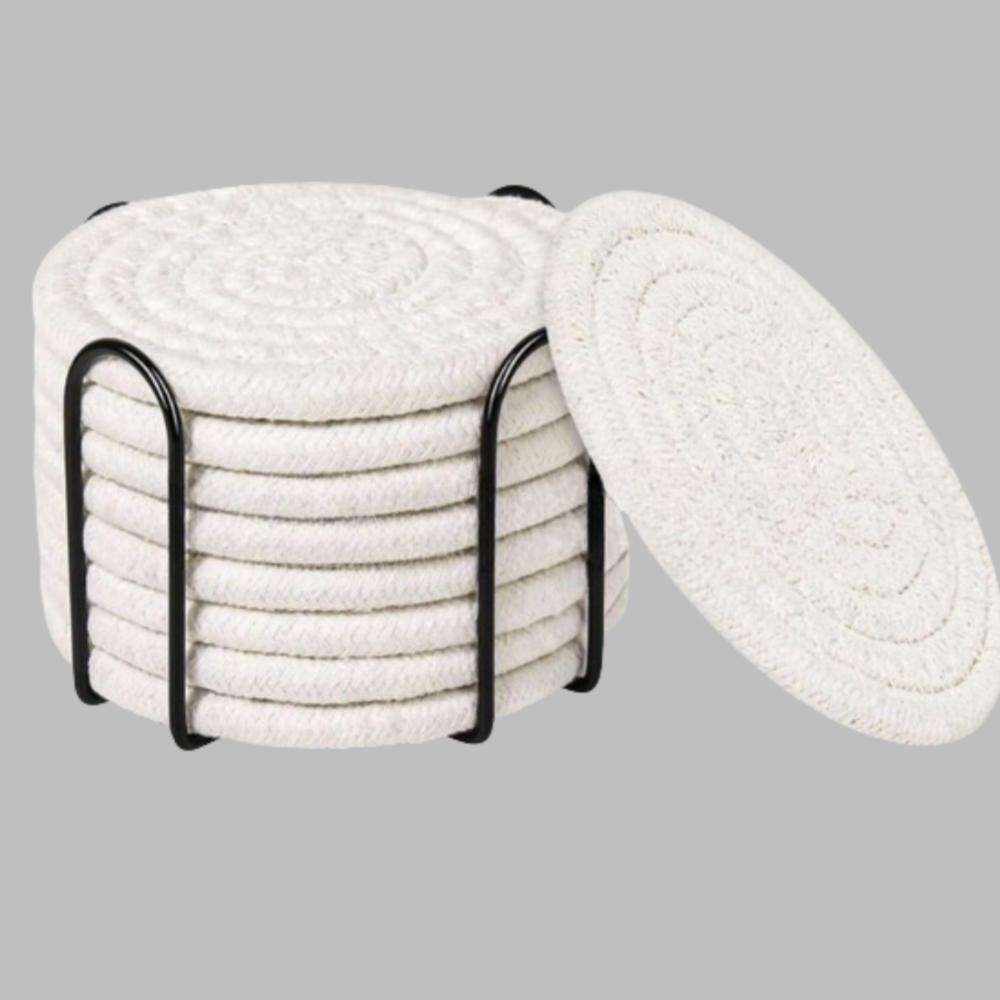 8 шт. подставок ручной работы из хлопка, впитывающих и термостойких, однотонных, в скандинавском стиле, для украшения дома