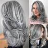 Long Curly Synthetic Wigs for Women Grey Natural Hair Wig Female Cosplay Sexy Halloween Costume Wig Gifts Elder Wig