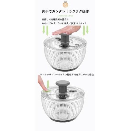IHUDO Salad Spinner Press Type Vegetable Water Drainer Large Capacity 6L Dryer Multi-Function Draining Bowl Strainer Vegetables Fruits Healthy Life