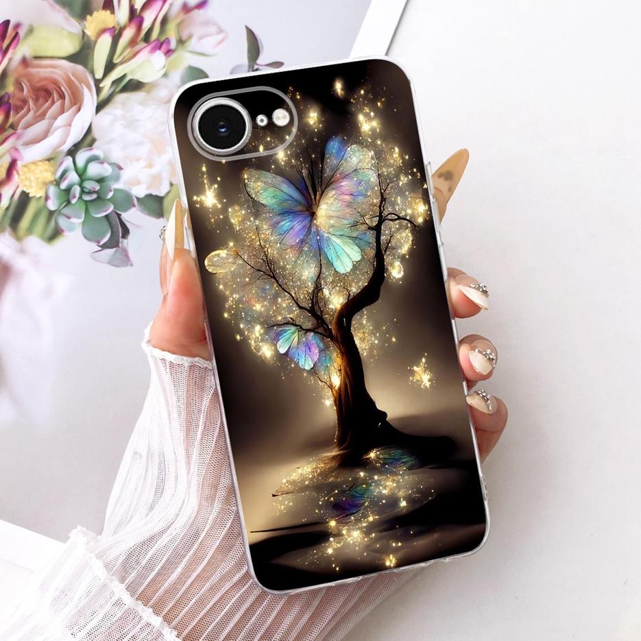 For Apple iPhone 16e Case A3409 Luxury Flowers Butterfly Painted Cover Soft Slim Phone Case For iPhone 16e iPhone16e Fundas Bags