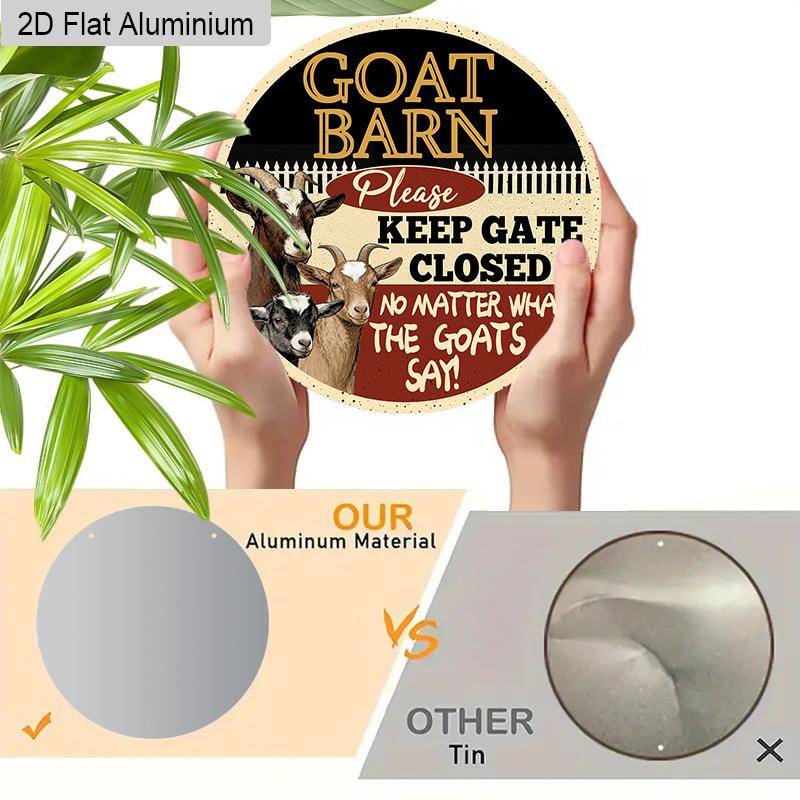 2D Flat Aluminum Vintage Metal Wreath Round Sign Funny Barn Signs Goat Barn Decor Sign Funny Ranch Decor Plaque Please Keep Gate Closed No Matter