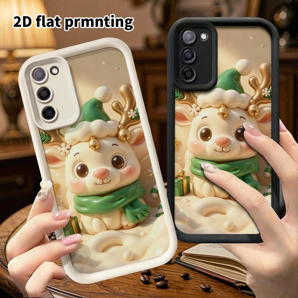 Phone case: 2D flat design suitable for Samsung Galaxy A34 A35 M05 M06 S20 S22 S21 FE Plus 5G protective case, Christmas reindeer, perfect holiday gif