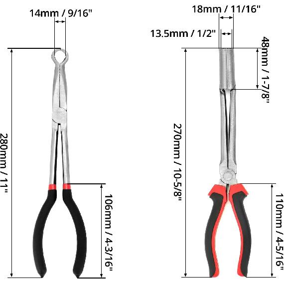 QWORK Car Spark Plug Wire Removal Pliers Tool, Sleeve Type Spark Plug Puller + Round Spark Plug Pliers, QS30577