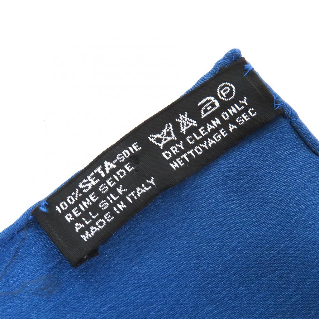 Excellent CHANEL Scarf Logo All-over Print Scarf Size 140 Blue Red Silk Women Used