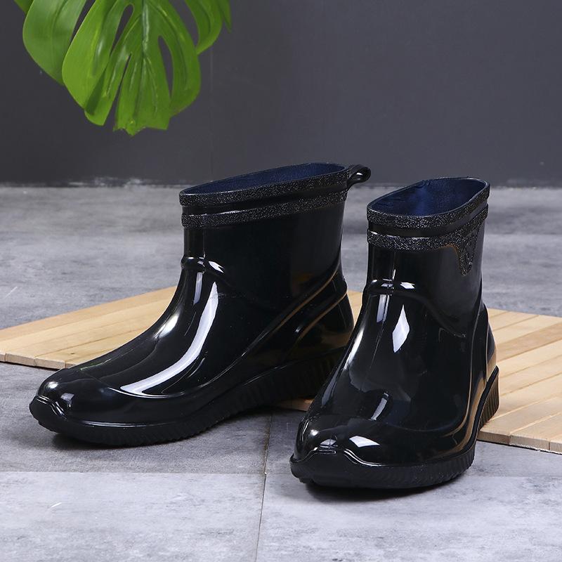 Water Shoes Men Ankle Shoes Rain Boots Pvc Rainboots for Men 2024 Solid Color Fashion Fishing Boots Ankle