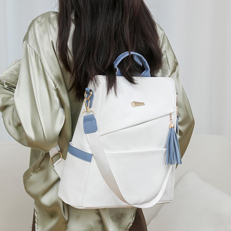 Мягкий кожаный рюкзак для женщин с кисточками, большой вместимости, дорожный рюкзак