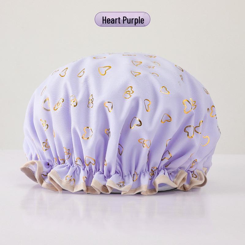 Водонепроницаемая двухслойная шапочка для душа для женщин - Шапочка для ванны против масляного дыма, Идеально подходит для сухих волос, Девочек и домашнего использования