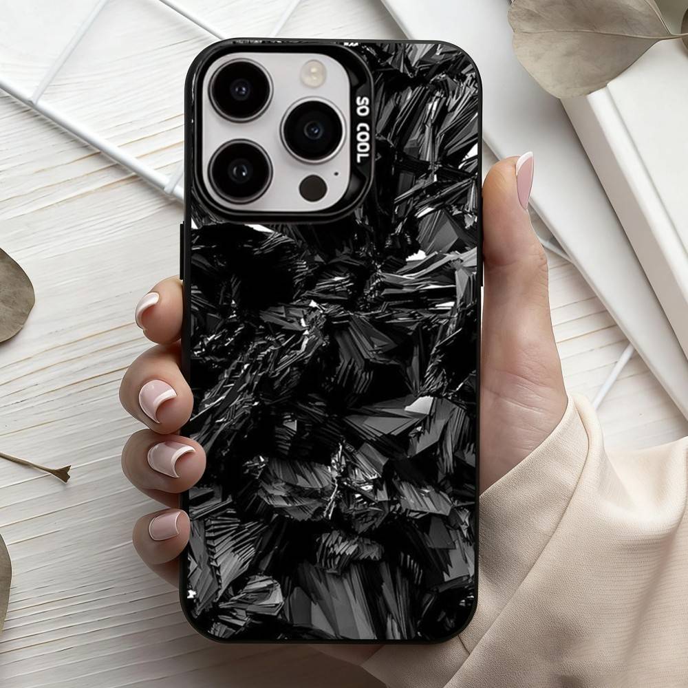 L-Роскошный Чехол для Телефона с Рисунком под Углеродное Волокно Крутой Для iPhone17,16,15,14,13,12,11 Plus,Pro Max Черный Конфетный серебристый чехол для телефона