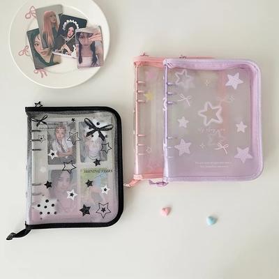 Модный альбом на кольцах из ПВХ с молнией, студенческий альбом для выпускных фотографий, карточный альбом формата A5, хранилище для фото кумиров девочек