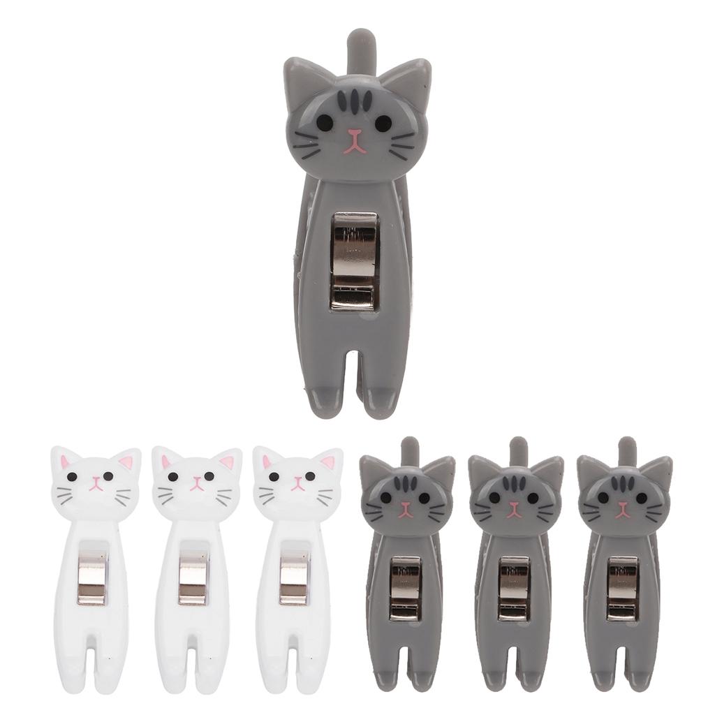 6 шт. зажимов для кошачьих закусок, противоскользящие полоски, ручка, металлическая пружина, прочный захват, зажим для еды, сумки, закуски, для одежды