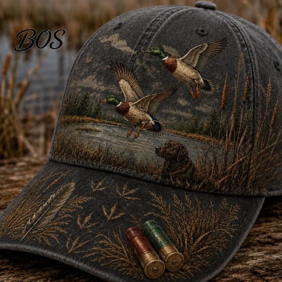 High Definition Printed Hat Vintage Hunting Baseball Cap, Duck Dog Pattern Hat, Breathable Moisture Soft Wicking Sport Cap Adjustable for Outdoor