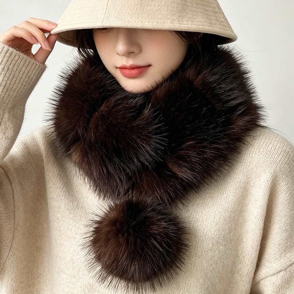 Double Sided Magnetic Fur Scarf Thick Plush Neck Warmer Fluffy Collar Wrap  Office Ladies