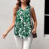 YYFS Women's Fashion Casual Summer Spring Flower Pattern Print Sleeveless V-Neck Blouses & Shirts