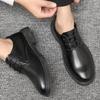 Fashion Plain Lace Up Men's Leather Shoes Soft Black Legitimate Luxury Sale Elegant New In Footwear Offer Slip-on Retro Male Casual Shoe