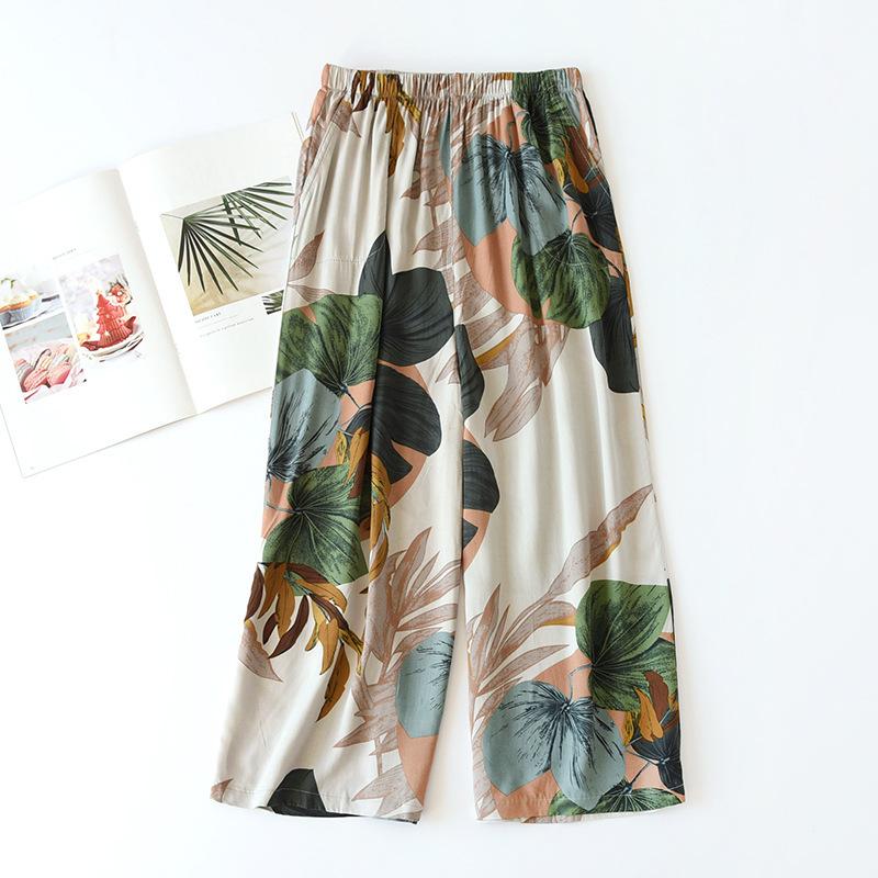 Женские пижамные брюки из вискозы с широкими штанинами - Прохладные, готовые к пляжу и универсальные.