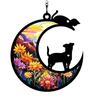 Подвесной орнамент Красочный кот/собака на Луне Дизайн с отверстием для подвешивания Яркий цвет Окно Подвеска-памятник Украшение дома