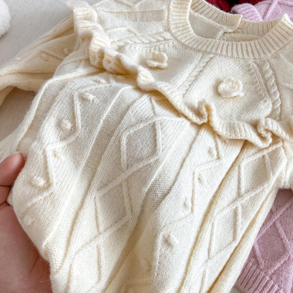 Baby Solid Color Winter Romper 2025 - Korean Style Jacquard Onesie for Newborns. Super Cute and Trendy!