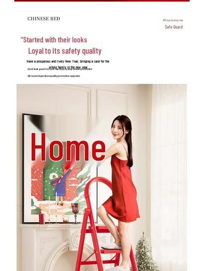 Red Festive Folding Telescopic A-Frame Ladder Stool: Indoor & Outdoor Use