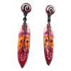 [P7336] - Designer Earrings 'Navajos' Orange Red - 45x8 Mm