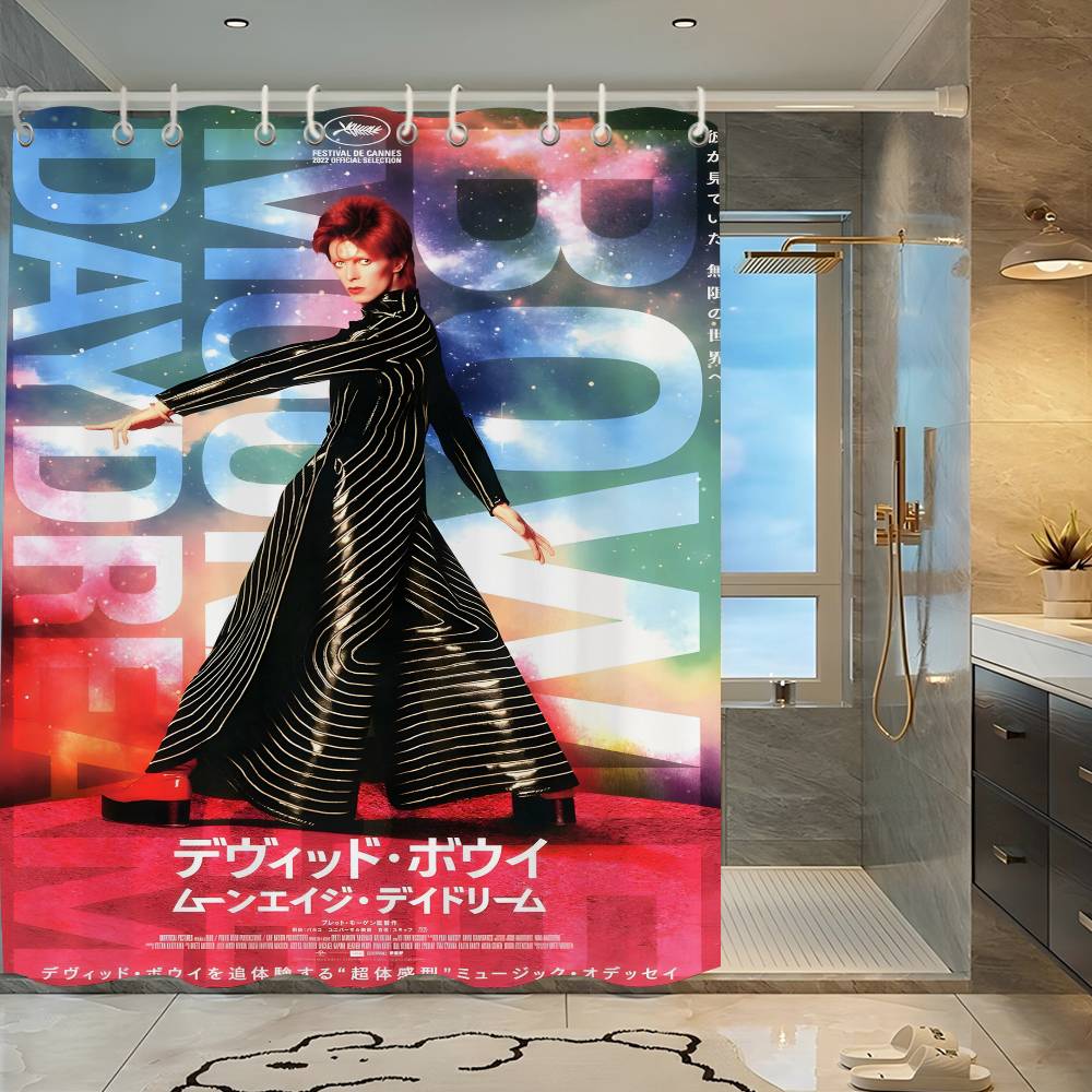 British Rock Singer D-David_B-Bowie Funny And Creative Beach Shower Curtain Waterproof Polyester Bath Curtains For Bathroom