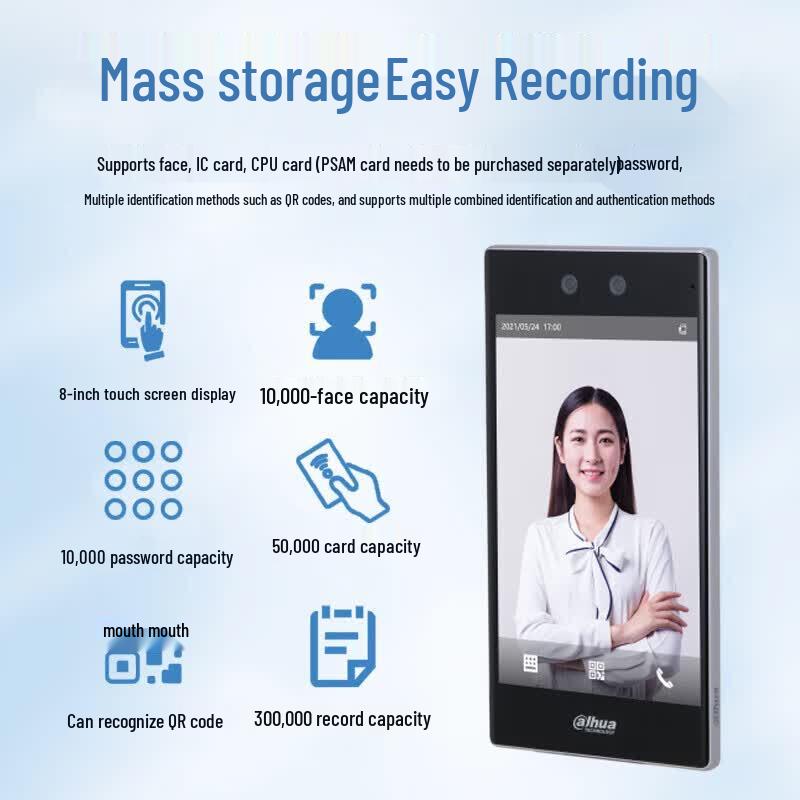 Dahua 8-Inch Smart Face Recognition Access Control Terminal CN plug (adapter included)