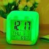 Multifunction 7 Changing Colors LED Digital Alarm Clock Cube Glowing In the Dark Display Time Date