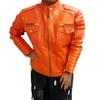 Women's Orange Leather Jacket Motorcycle Biker Jacket Stylish Leather Jacket