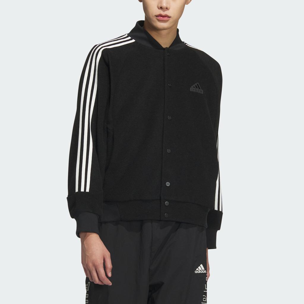 Adidas FW24 3-Stripes Warm Series Loose Casual Long Sleeve Jacket Unisex Jacket Black JI6638