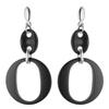 Earrings - Kelsy - 925 Rhodium-Plated Sterling Silver - Large Model - Black Ceramic - Push-Push System