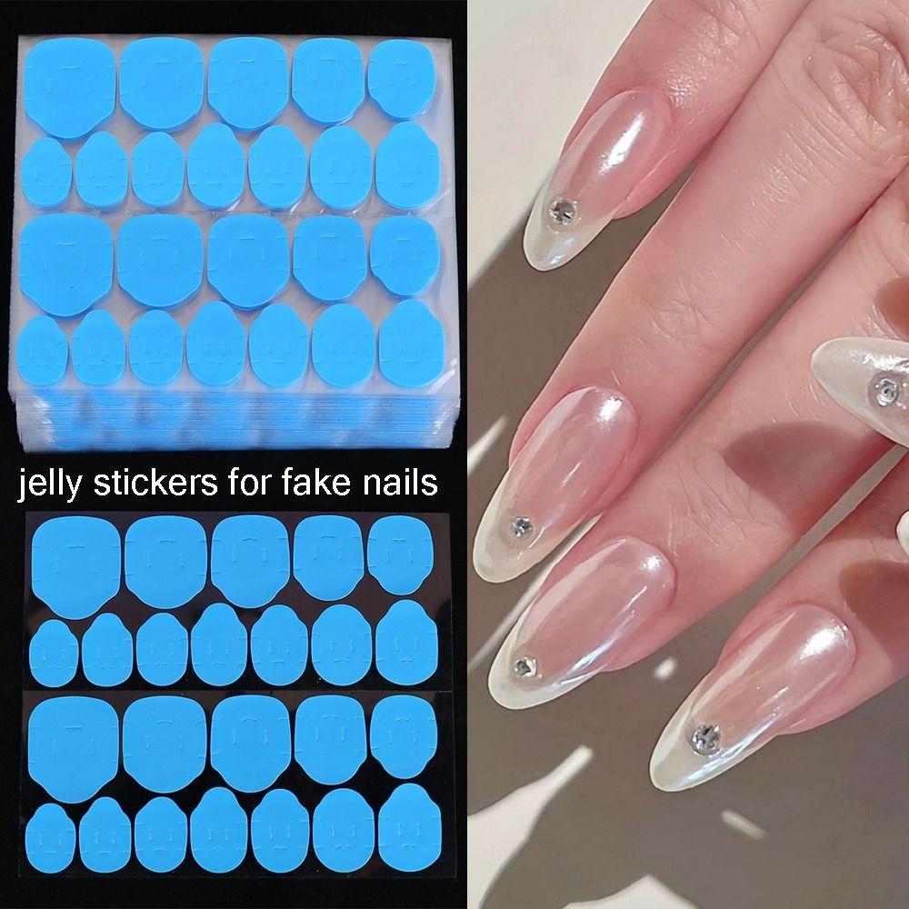 Transparent Blue Square Jelly Nail Stickers Thin Nail Gel Stickers Gel Nail Patches for Fake Nails