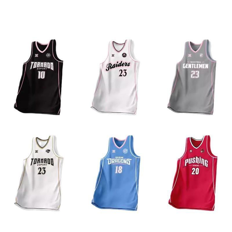 Mens Youth Basketball Jersey Set Quick Dry Sleeveless V-Neck Team Uniform Custom Print