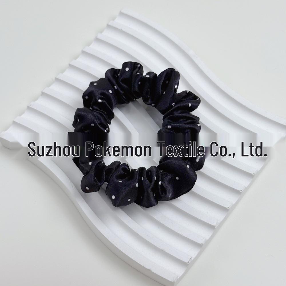 Шелковый резинка-скранчи в корейском стиле в горошек - 100% шелк тутового дерева, доступна в больших, средних и маленьких размерах (19 момми)