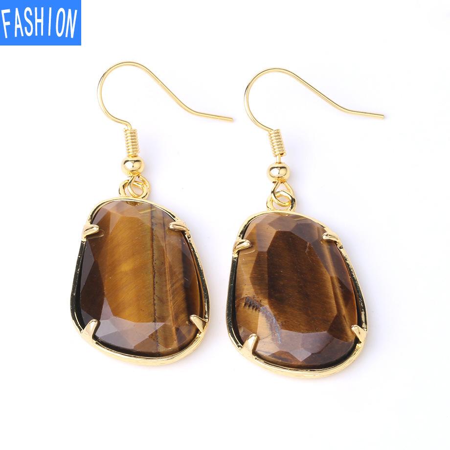 Геометрические серьги с натуральными кристаллами, комплект когтей, золотые серьги с подвесками в форме орлов