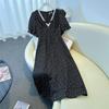 A Plus-size Women's V-neck Lace Patchwork Floral Dress, A Petite Black Dress for Summer