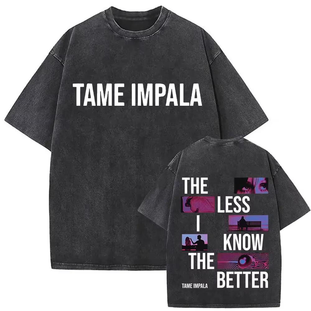 Rock Band Tame Impala Deadbeat Tour 2026 Vintage Washed T-shirt Unisex Hip Hop Gothic T Shirt Casual Oversized Short Sleeve Tees