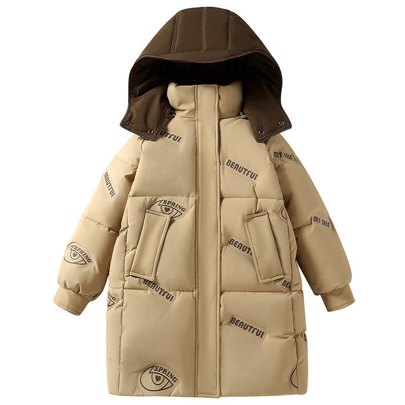 Детское зимнее пуховое пальто для девочек, толстое и длинное, согревает детей.