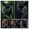 Diamond Painting Jungle Panther Diy Full Square Round Drill Rhinestone Embroidery Wild Animals Mosaic Cross Stitch Kits Flowers Wall Decor