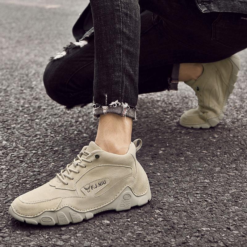 Модные новые мужские кожаные повседневные туфли ретро дышащие рабочие туфли нескользящие дышащие теплые утолщенные плюшевые мужские повседневные туфли из свиной кожи