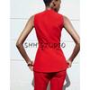 Autumn New Women suit French style Ol Casual With Belt round Neck Sleeveless Vest Mid Waist Flared Trousers
