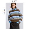 LILY Contrasting Striped Thick Knit Sweater for Women