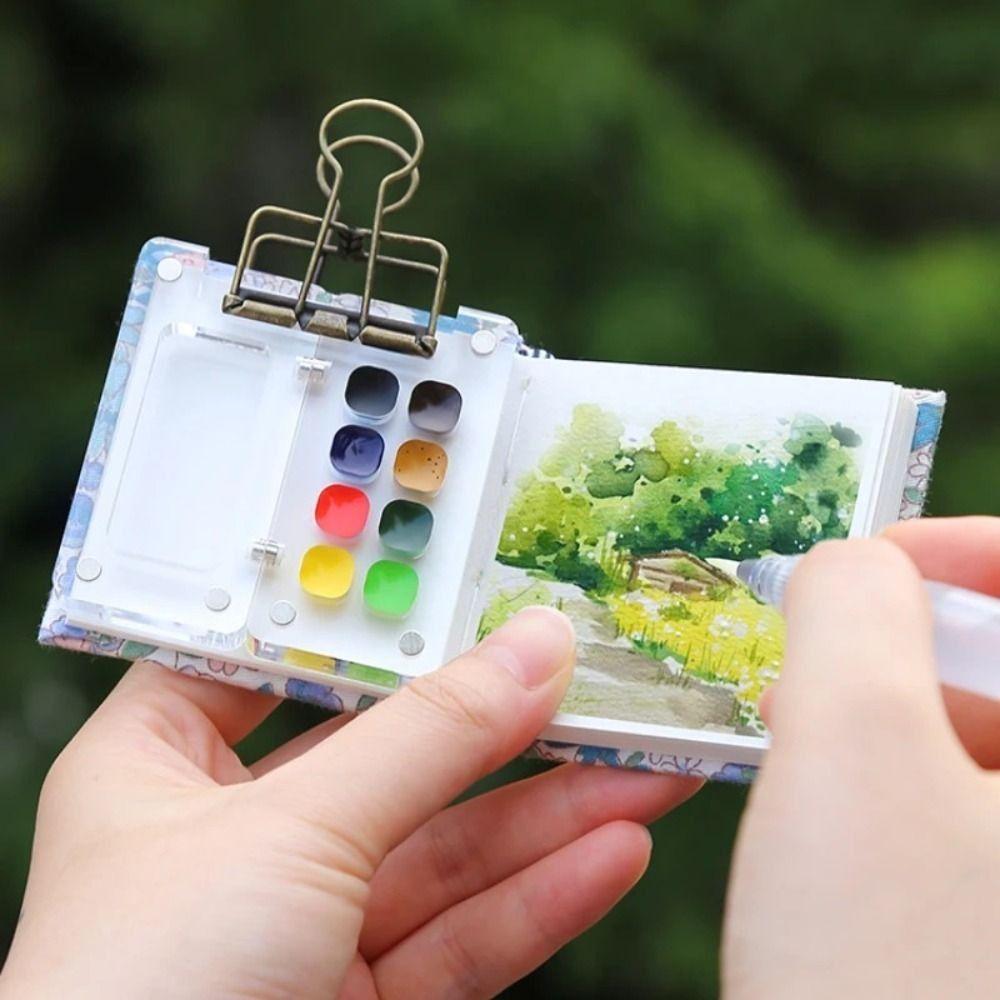 Acrylic Watercolor Paint Palette Magnetic Quicksand Travel Painting Tray Waterproof Mini Paint Pigment Box Outdoor