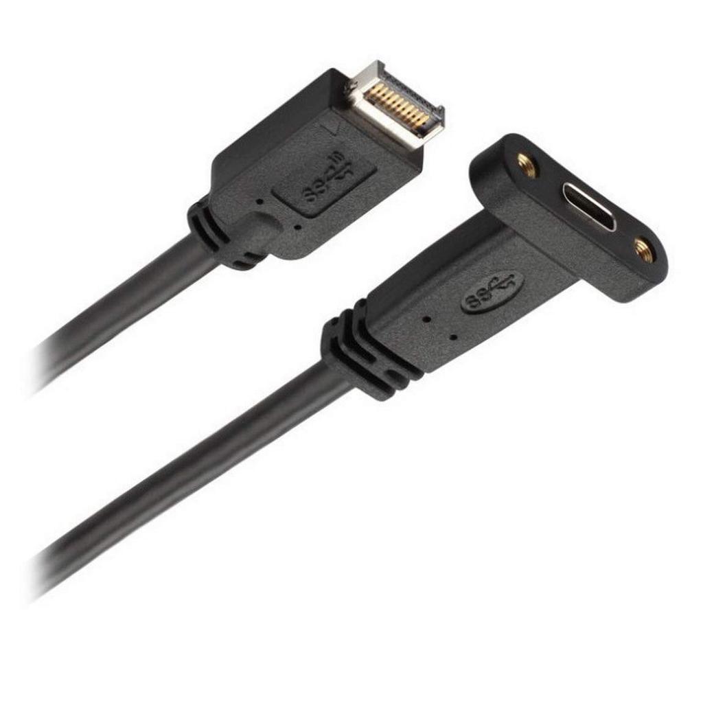 Ulyris USB Front Panel Header and Rear Panel Extension Bracket Male To Female Extension Cable 3.1 [45cm] Type-E Type-C