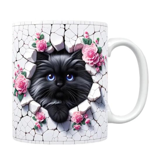 Cat Ceramic Mug 11 Oz Ceramic Drinking Mug Classic 3D Bookshelf Water Cup Christmas Cat Lovers Gift