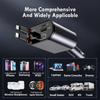 100W USB Type-C Car Charger, Fast Charging Retractable Cable, for iPhone, Huawei, Samsung with Voltage Display