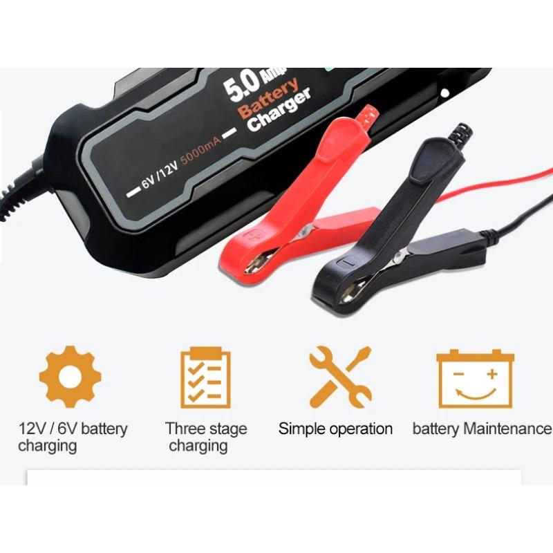Многофункциональное зарядное устройство для автомобильного аккумулятора 5000 мА 6 В/12 В, полностью автоматическое интеллектуальное зарядное устройство для автомобильного мотоцикла